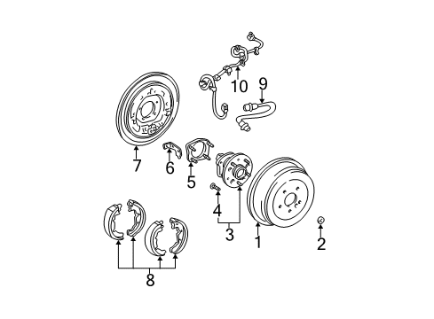 2003 Toyota Sienna Rear Brakes Bracket, Rear Axle Harness, LH Diagram for 42174-45010