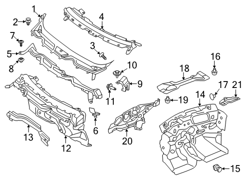2020 Ford EcoSport Cowl Cowl Grille Clip Diagram for GN1Z-16K262-A