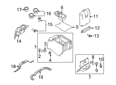 2008 Ford F-250 Super Duty Front Console Hinge Diagram for 8C3Z-2506050-AA