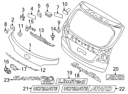 2017 Hyundai Santa Fe Exterior Trim - Lift Gate Screw-Tapping Diagram for 1249204107E