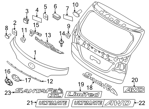 2017 Hyundai Santa Fe Exterior Trim - Lift Gate Nut-Cap Diagram for 86355-3E000