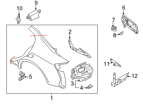 2004 Infiniti G35 Fuel Door Retainer-Tapping, Striker LH Diagram for 76691-AL500