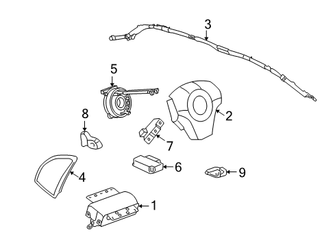 2009 Saturn Vue Air Bag Components Driver Air Bag Diagram for 20846167