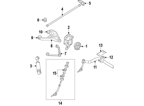 2009 Chrysler Aspen Front Suspension Components, Lower Control Arm, Upper Control Arm, Stabilizer Bar Hub-Brake Diagram for 52104499AI