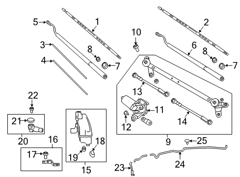 2019 Nissan Titan Wipers Windshield Wiper Blade Assembly Diagram for 28890-EZ00A