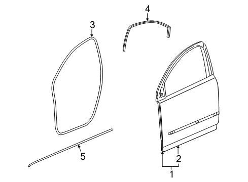 2009 Saturn Outlook Front Door Weatherstrip-Front Side Door *Light Cashmere Diagram for 25962312