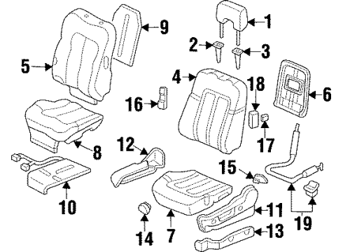 1997 Acura CL Heated Seats Pad & Frame, Left Front Seat Cushion Diagram for 81532-SS8-A81