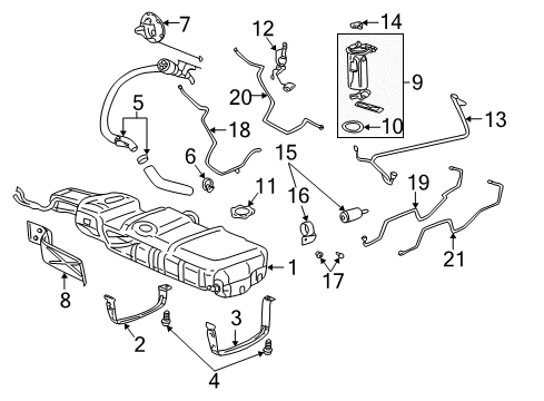 2002 Pontiac Aztek Fuel Supply Fuel Pump Diagram for 19169381