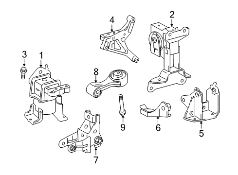 2013 Scion iQ Engine & Trans Mounting Rear Mount Bracket Diagram for 12313-40040