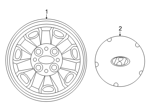1999 Hyundai Sonata Wheel Covers & Trim Wheel Hub Cap Cover Diagram for 52960-38700