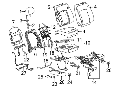 2013 Buick LaCrosse Passenger Seat Components Cushion Frame Diagram for 13578612