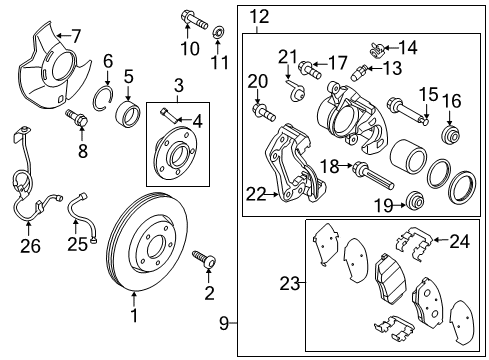 2016 Kia Optima Anti-Lock Brakes Sensor Assembly-Front Abs R Diagram for 59830D4000