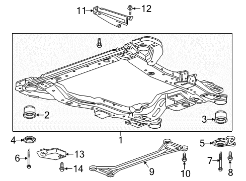 2015 Cadillac ELR Suspension Mounting - Front Cross Bar Diagram for 22985094