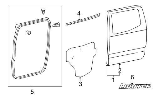 2015 Toyota Tacoma Rear Door & Components, Exterior Trim Door Weatherstrip Diagram for 67871-04010