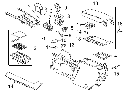 2021 Cadillac XT4 Center Console Inner Panel Diagram for 84543242