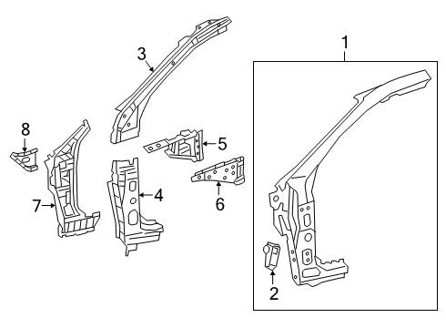 2020 Lexus UX200 Hinge Pillar Panel Sub-Assembly, COWL Diagram for 61101-76030