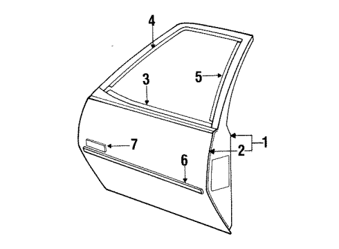 1988 Pontiac Sunbird Front Door & Components, Exterior Trim Kit-Molding O/P Front/Dr Center Diagram for 20501393