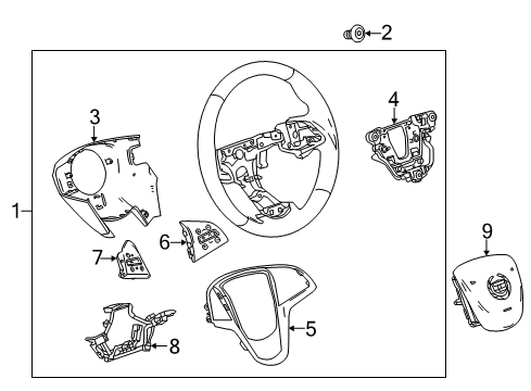 2015 Cadillac ATS Steering Wheel & Trim Rear Shroud Diagram for 23425411