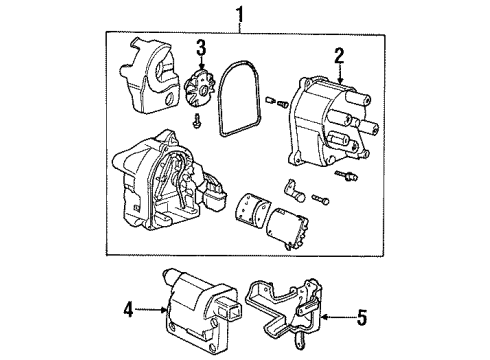 1995 Honda Prelude Ignition System Distributor Assembly (Td-59U) (Tec) Diagram for 30100-P12-A01