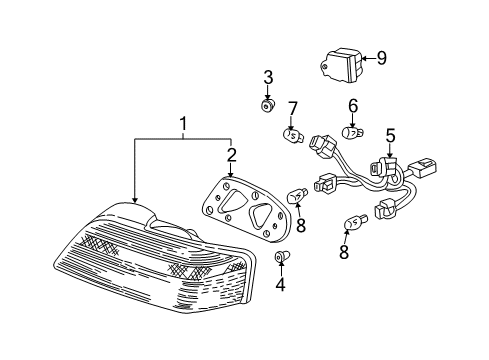 2000 Acura TL Tail Lamps Lamp Unit, Driver Side Tail Diagram for 33551-S0K-A01