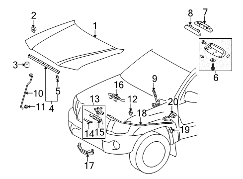 2008 Toyota Tacoma Hood & Components Lock Assembly Diagram for 53510-04030