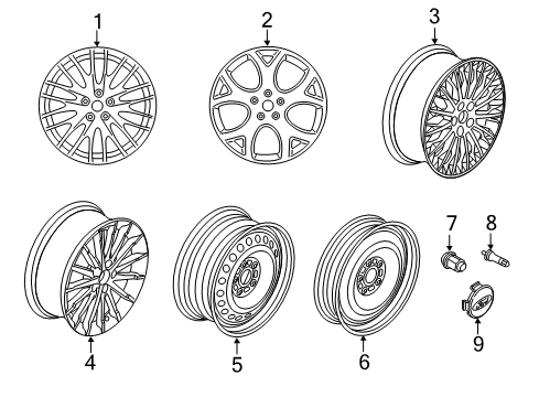 2017 Ford Focus Wheels, Covers & Trim Wheel, Alloy Diagram for CV6Z-1007-J
