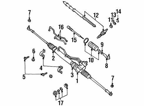 1999 Daewoo Leganza Steering Column & Wheel, Steering Gear & Linkage Gear Assembly Nut Diagram for 94515133