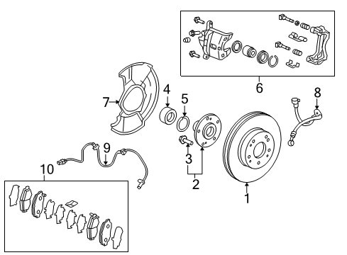 2012 Honda Civic Front Brakes Caliper Sub-Assembly, Right Front Diagram for 45018-TR2-A00