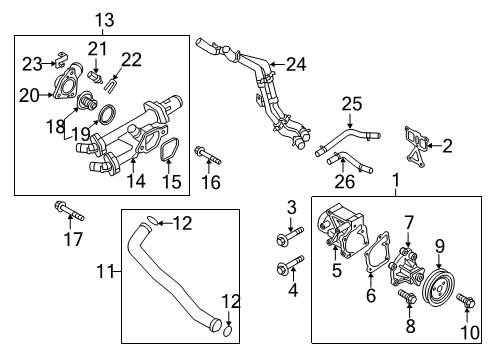 2020 Kia Sorento Water Pump Hose Assembly-Water From Diagram for 254692GGA0