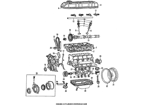 1984 Toyota Pickup Engine Parts, Mounts, Cylinder Head & Valves, Camshaft & Timing, Oil Pan, Oil Pump, Crankshaft & Bearings, Pistons, Rings & Bearings Cover Sub-Assy, Timing Chain Or Belt Diagram for 11302-35020