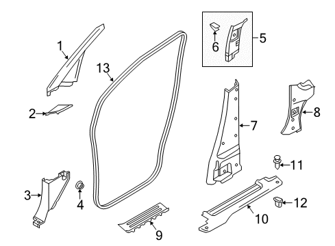 2013 Nissan NV200 Interior Trim - Pillars, Rocker & Floor Finisher-Dash Side, RH Diagram for 66900-3LM0A