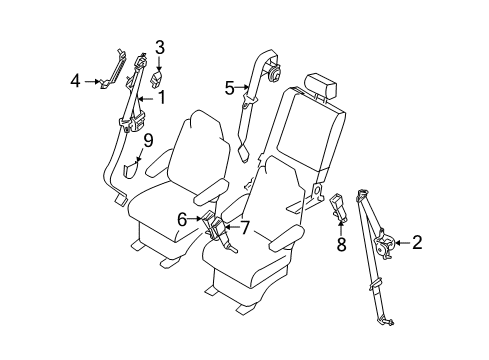 Diagram for 2008 Infiniti QX56 Seat Belt 