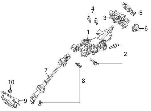 2014 Ford Taurus Adjustable Brake Pedal Column Housing Diagram for EG1Z-3F791-BA