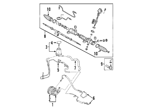 2007 Pontiac Vibe P/S Pump & Hoses, Steering Gear & Linkage Hose, P/S Fluid Reservoir Outlet Diagram for 88971032