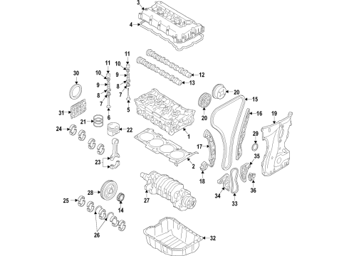 2019 Hyundai Santa Fe Engine Parts, Mounts, Cylinder Head & Valves, Camshaft & Timing, Variable Valve Timing, Oil Cooler, Oil Pan, Oil Pump, Balance Shafts, Crankshaft & Bearings, Pistons, Rings & Bearings Bracket Assembly-Roll Rod Diagram for 21950-S1000