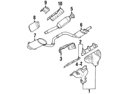 1998 Chrysler Cirrus Exhaust Components, Exhaust Manifold MUFFLER-Exhaust Diagram for 4764331AC
