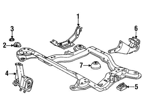 1991 Saturn SC Engine Mounting Damper, Drivetrain & Front Suspension Frame Diagram for 21010842