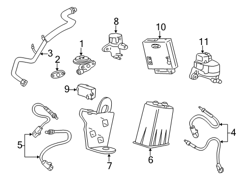 2000 Ford Mustang EGR System Rear Oxygen Sensor Diagram for XR3Z-9G444-CA