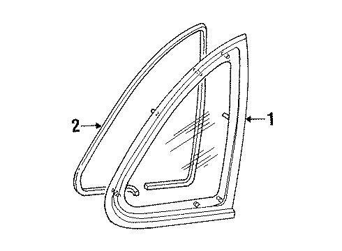 1995 Ford Crown Victoria Quarter Panel - Glass & Hardware Weatherstrip Diagram for F2AZ-5429904-A