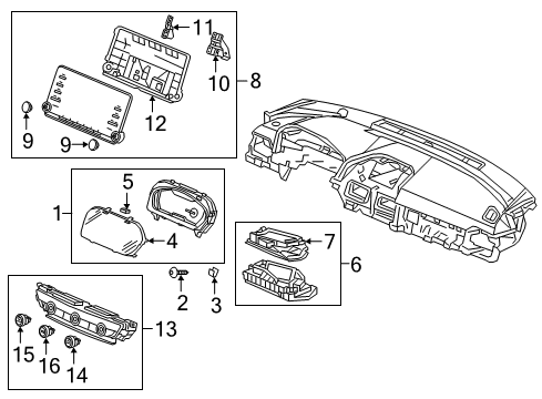 2019 Honda Accord Driver Information Center Meter Assembly, Combination Diagram for 78100-TVC-A32