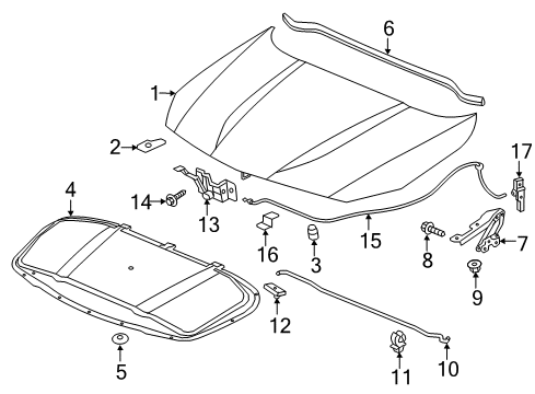 2018 Buick Cascada Hood & Components Latch Diagram for 39085668