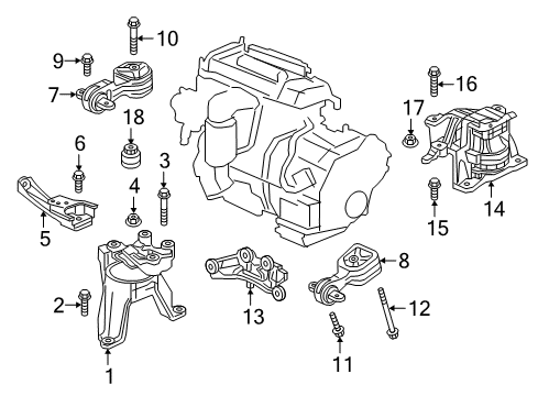 2021 Honda CR-V Case & Related Parts Mounting Rubber Assembly-, Transmission Diagram for 50850-TMB-H53