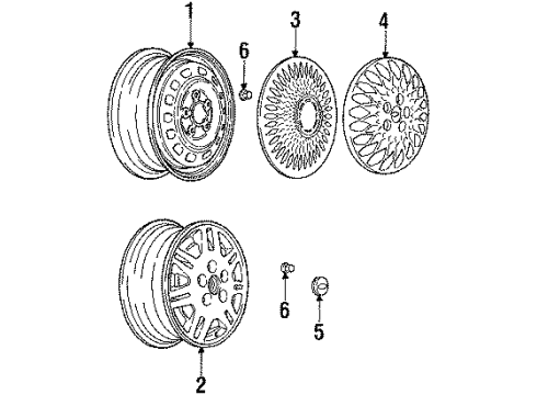 1993 Chevrolet Lumina APV Wheels & Trim Wheel Rim, 15X6 Diagram for 12517413