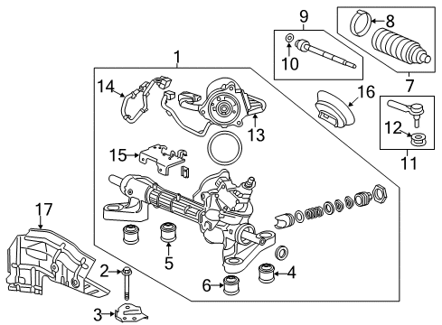 2015 Honda CR-V Steering Column & Wheel, Steering Gear & Linkage Plate, Power Steering Heat Baffle Diagram for 53693-T0A-000