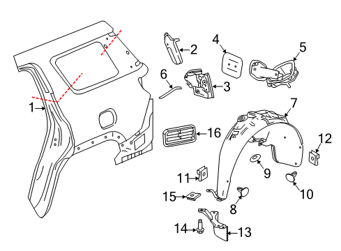 2021 GMC Acadia Quarter Panel & Components Wheelhouse Liner Diagram for 84678112