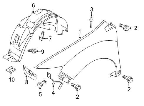 2014 Lincoln MKX Fender & Components Fender Diagram for DA1Z-16005-A