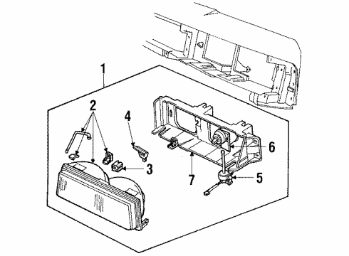 1988 Oldsmobile Cutlass Ciera Headlamps Lens & Housing Asm (RH) Diagram for 16507758