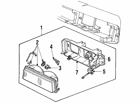 1991 Oldsmobile Cutlass Cruiser Headlamps Headlamp Capsule Assembly Diagram for 16520814