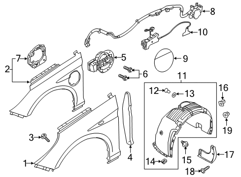 2016 Hyundai Sonata Fuel Door Nut-Spring Diagram for 86819C1000