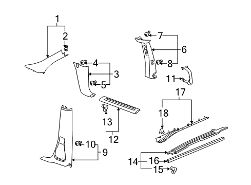 2005 Saturn Relay Interior Trim - Pillars, Rocker & Floor Panel Asm-Cowl Side *Gray M Diagram for 25785515